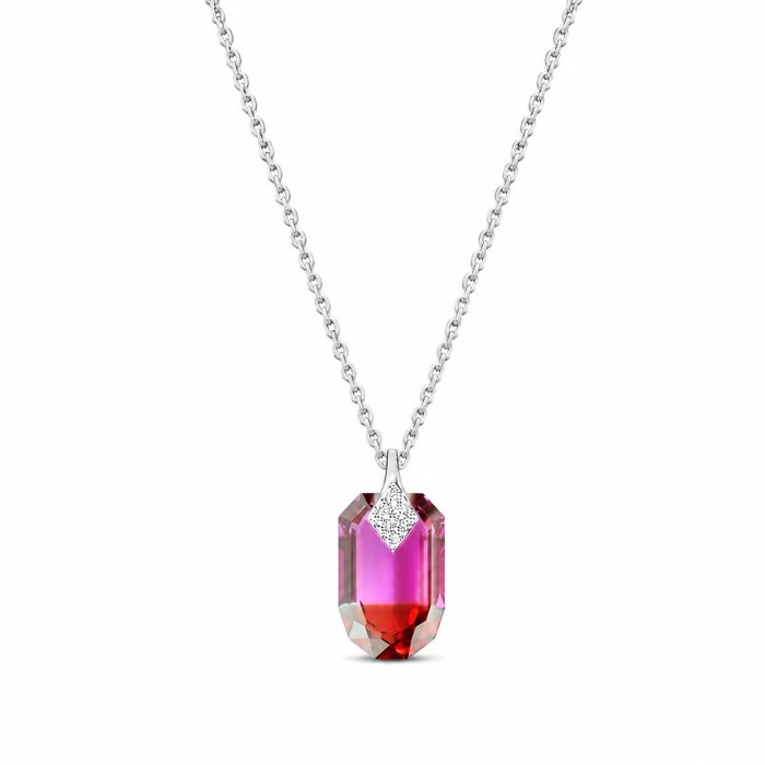 Sudraba kulons „Symbiosis II (Fuchsia Red Magma)“ ar Swarovski® kristāliem