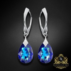 Sudraba auskari "Mēness Gaisma (Bermuda Blue)" ar Swarovski™ kristāliem