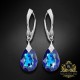 Sudraba auskari "Mēness Gaisma (Bermuda Blue)" ar Swarovski™ kristāliem