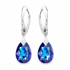 Sudraba auskari „Mēness Gaisma (Bermuda Blue)“ ar Swarovski™ kristāliem