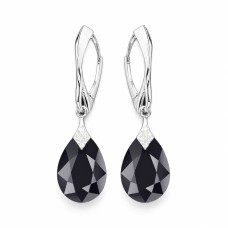 Sudraba auskari „Mēness Mirdzums (Jet)“ ar Swarovski® kristāliem