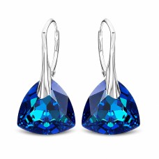 925 Sterling Silver Earrings “Evening Shine (Bermuda Blue)” created with Crystals by Swarovski®