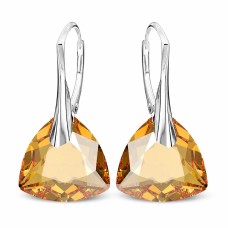 925 Sterling Silver Earrings “Evening Shine (Golden Shadow)” created with Crystals by Swarovski®