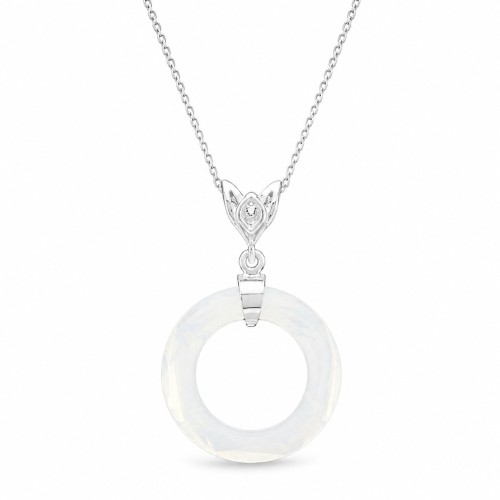 925 Sterling Silver Pendant “Cosmic Ring” (White Opal) created with Crystals by Swarovski®