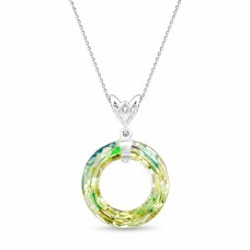 Sudraba kulons „Cosmic Ring (Luminous Green)“ ar Swarovski® kristāliem