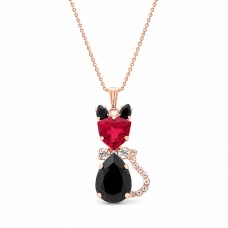 Кулон «Солнечная Кошка (Scarlet / Jet)» с кристаллами Swarovski™