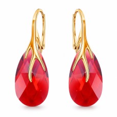 Sudraba auskari „Baroka VII (Scarlet)“ ar Swarovski™ kristāliem