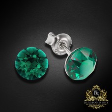 Sudraba auskari "Klasika (Emerald)" ar Swarovski™ kristāliem