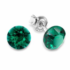 Sidabriniai auskarai moterims DiamondSky „Classic (Emerald)“ su Swarovski kristalais