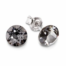 Sidabriniai auskarai moterims DiamondSky „Classic (Silver Night)“ su Swarovski kristalais