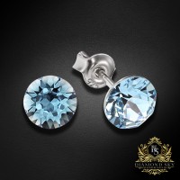 Sudraba auskari "Klasika (Aquamarine Blue)" ar Swarovski™ kristāliem