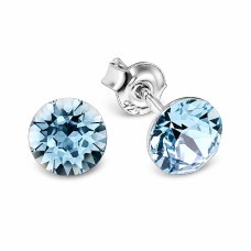 Sudraba auskari „Klasika (Aquamarine Blue)“ ar Swarovski™ kristāliem
