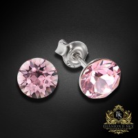 Sudraba auskari "Klasika (Light Rose)" ar Swarovski™ kristāliem