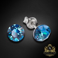 Sudraba auskari "Klasika (Bermuda Blue)" ar Swarovski™ kristāliem