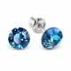 Sudraba auskari „Klasika (Bermuda Blue)“ ar Swarovski® kristāliem