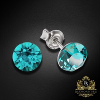 Sudraba auskari "Klasika (Blue Zircon)" ar Swarovski™ kristāliem