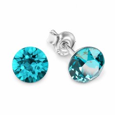 Sudraba auskari „Klasika (Blue Zircon)“ ar Swarovski™ kristāliem