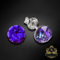 Sudraba auskari "Klasika (Heliotrope)" ar Swarovski™ kristāliem