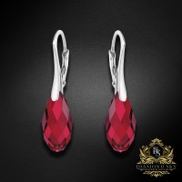 Sudraba auskari "Anšante (Scarlet)" ar Swarovski™ kristāliem