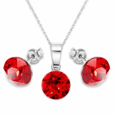 Sudraba komplekts sievietēm „Klasika (Light Siam)“ ar Swarovski® kristāliem
