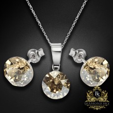 Sudraba komplekts "Klasika (Golden Shadow)" ar Swarovski™ kristāliem