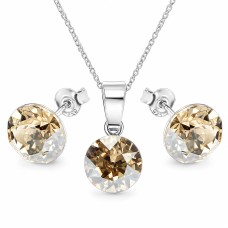 Sidabrinis papuošalų rinkinys moterims DiamondSky „Classic (Golden Shadow)“ su Swarovski kristalais