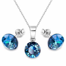 Sudraba komplekts sievietēm „Klasika (Bermuda Blue)“ ar Swarovski® kristāliem