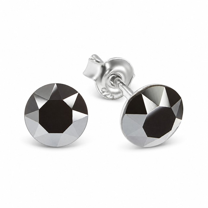 Sudraba komplekts „Klasika (Jet Hematite)“ ar Swarovski™ kristāliem