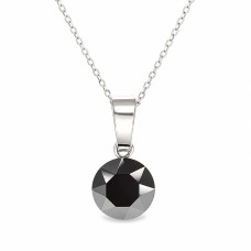 Серебряный кулон 925 пробы «Классика (Jet Hematite)» с кристаллами Swarovski®