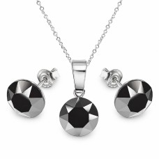 Sudraba komplekts „Klasika (Jet Hematite)“ ar Swarovski™ kristāliem