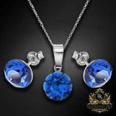 Sudraba komplekts "Klasika (Capri Blue)" ar Swarovski™ kristāliem