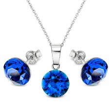 Sidabrinis papuošalų rinkinys moterims DiamondSky „Classic (Capri Blue)“ su Swarovski kristalais