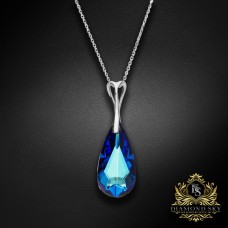 Sudraba kulons "Varavīksnes Kaskāde (Bermuda Blue)" ar Swarovski™ kristāliem