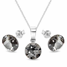 Sudraba komplekts sievietēm „Klasika (Silver Night)“ ar Swarovski® kristāliem