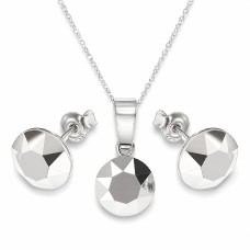 Sudraba komplekts sievietēm „Klasika (Light Chrome)“ ar Swarovski® kristāliem
