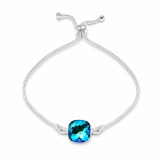 925 Sterling Silver Bracelet “Glare” embellished with Crystals by Swarovski®, Bermuda Blue