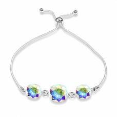 925 Sterling Silver Bracelet “Glare II” embellished with Crystals by Swarovski® (Aurora Borealis)