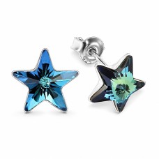 Bērnu sudraba auskari „Zvaigznīte (Bermuda Blue)“ ar Swarovski™ kristāliem
