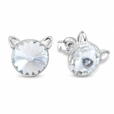 Sudraba auskari „Kaķis“ ar Swarovski® kristāliem