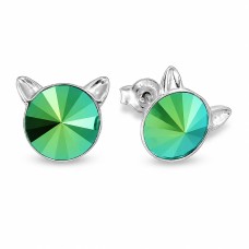Sudraba auskari „Kaķis (Scarabaeus Green)“ ar Swarovski® kristāliem