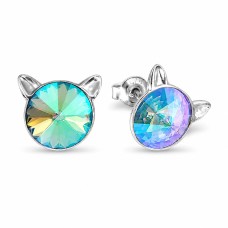 Sudraba auskari „Kaķis (Paradise Shine)“ ar Swarovski® kristāliem
