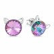 Bērnu sudraba auskari „Kaķis (Vitrail Light)“ ar Swarovski™ kristāliem