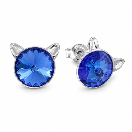 Sudraba auskari „Kaķis (Sapphire)“