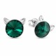 Sudraba auskari „Kaķis (Emerald)“ ar Swarovski® kristāliem