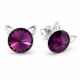 Sudraba auskari „Kaķis (Amethyst)“ ar Swarovski® kristāliem