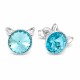 Sudraba auskari „Kaķis (Light Turquoise)“ ar Swarovski® kristāliem