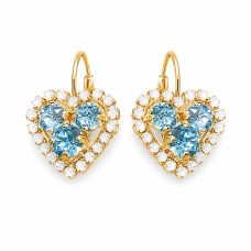 Earrings “Open Heart” (Aquamarine) dazzling with Crystals by Swarovski®