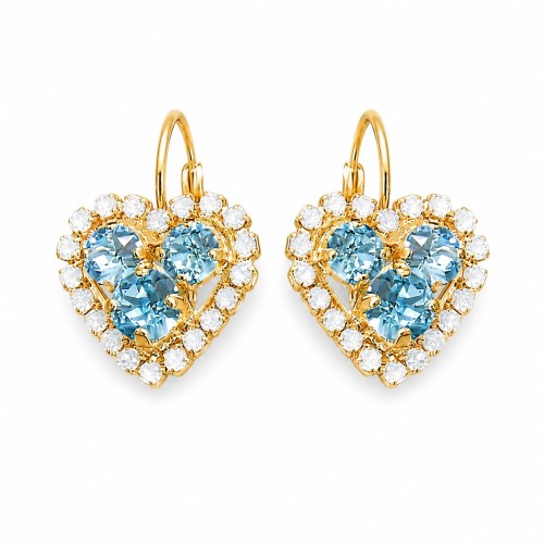 Kõrvarõngad naistele DiamondSky „Avatud Süda“ (Aquamarine Blue) Swarovski® kristallidega