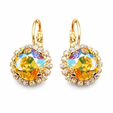 Auskari „Žilbinošais Mirdzums III (Light Topaz Shimmer)“ ar Swarovski® kristāliem