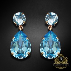 Auskari "Kristāla Lāse IV (Aquamarine Blue)" ar Swarovski™ kristāliem